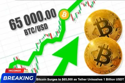 Show news Bitcoin Surges to $65,000 as Tether Unleashes 1 Billion USDT News images Bitcoin Surges to $65,000 as Tether Unleashes 1 Billion USDT